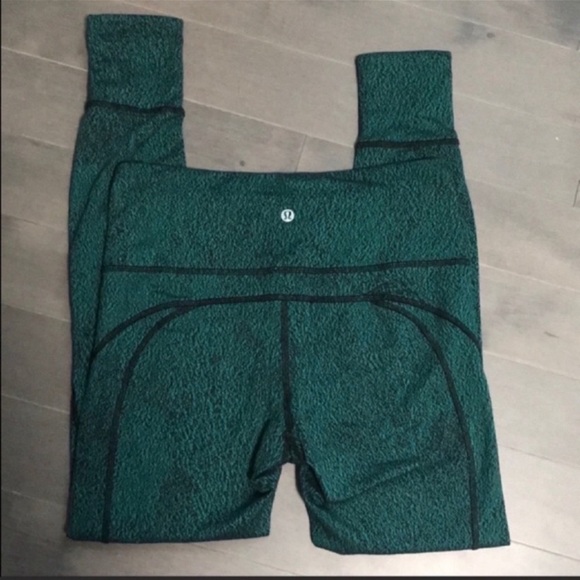 🍋Lululemon Rush Hour Tight Leggings Green Spray Jaquard - Picture 3 of 8